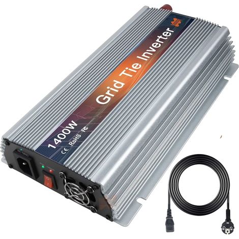 Micro onduleur solaire, puissance de sortie de 1400W, haute efficacité, Argent-1400W, 18V (10.5-30VDC), 230V (190-260VAC) (1/2)