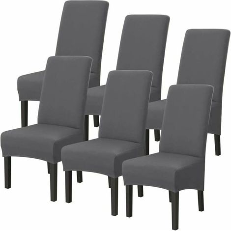 Lot de 6 housses de chaise universelles extensibles en microfibre lavables (1/5)