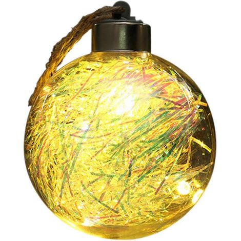 (1 paquet) (style 6 rond) Boule de Noël LED transparente créative, pendentif sapin de Noël, boule lumineuse à double pointe, coque en PET + intérieur en PVC