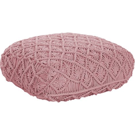 Puf de algodón rosa 50 x 50 cm cojín de asiento piso macramé Berrechid