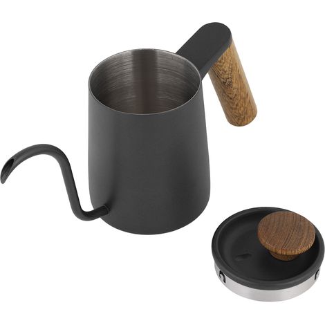 350 ml Kaffeekanne mit Edelstahlgriff und langem Schwanenhalsausguss (Schwarz) (1/5)