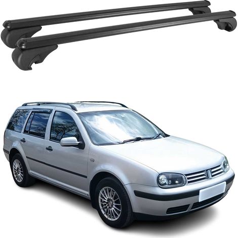 OMAC Aluminium Dachträger Querträger für VW Golf mk4 Variant 1997-2006 – TÜV / DIN 75302:2019 – Abschließbar – Max. 75 kg – 2 Stangen Schwarz (1/5)