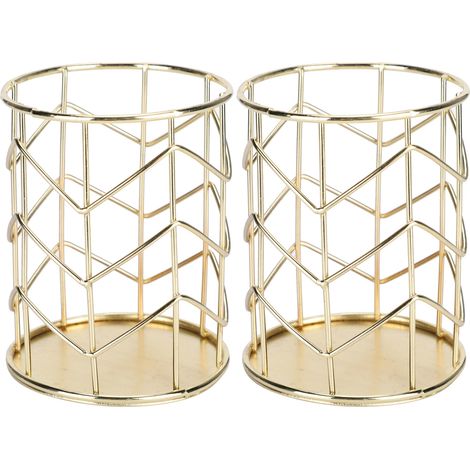 Lot de 2 Porte-stylos Multifonctions Dorés, Rangement Creux pour Pinceaux de Maquillage et Stylos de Bureau (1/5)