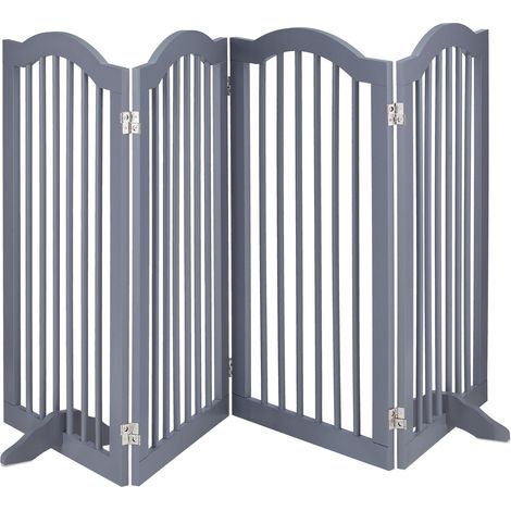 Barrera de seguridad ajustable para mascotas 92 x 75 cm estabilidad óptima ambiente acogedor de metal gris 130011301 (1/5)