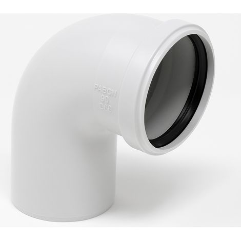 Curva m/f 87° Ø60 per canali fumo a condensazione in pp bianco con guarnizione epdm premontata flue pabcn 90 d60