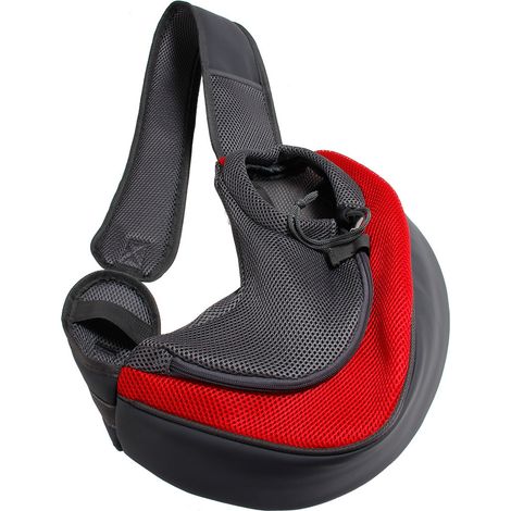 Sac à bandoulière Portable pour animal de compagnie, sac à dos en maille respirante pour voyage en plein air, fourre-tout pour chien et chat(rouge) (1/5)