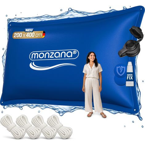 MONZANA® Poolkissen Winter Chlorbeständig Seil PVC Verstärktes Material bis -20°C Doppelnaht Sicherheitsventil 4 Ösen Luftkissen Pool Abdeckung  Poolkissen 200x400cm