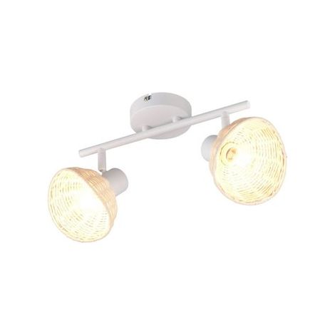 Trio Lighting Focos de techo de rattan CALVI bombillas excl. 2x E14 max. 10W IP20 Blanco (1/5)