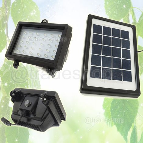 Trade Shop - 30 LED Solarenergie-Strahler mit wiederaufladbarem Akku-Panel IP65 3W 5V - (1/4)