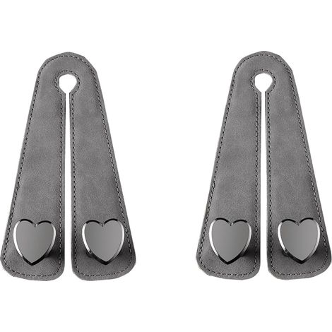 Set aus 2 luxuriösen Autohaken aus Leder und Metall, multifunktional und rutschfest – zum Aufhängen von Taschen, Regenschirmen, Geldbörsen, Brillen  Universeller Auto-Innenraumorganizer (grau)