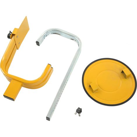 Verrouillage Anti-vol du Véhicule, Ajustement Universel de Serrage Réglable, Coffre de Roue, Jaune Vif, Performances Anti-vol élevées. Acier Pratique et Robuste + aluminium. (1/5)