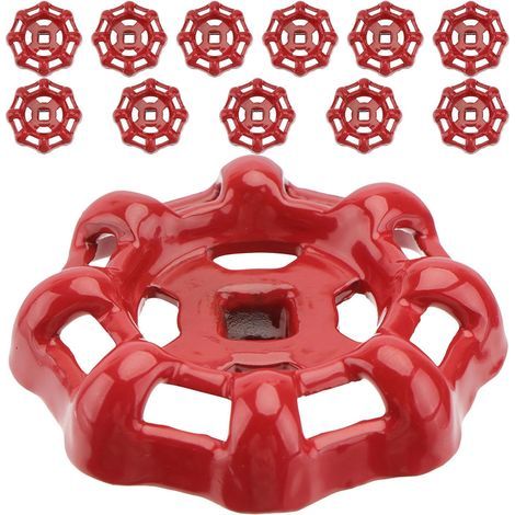 Lot de 24 volants ronds en fer rouge pour robinet - Embout carré 6x6 mm, robustes et résistants, pour vannes d'arrêt et de régulation. (1/5)