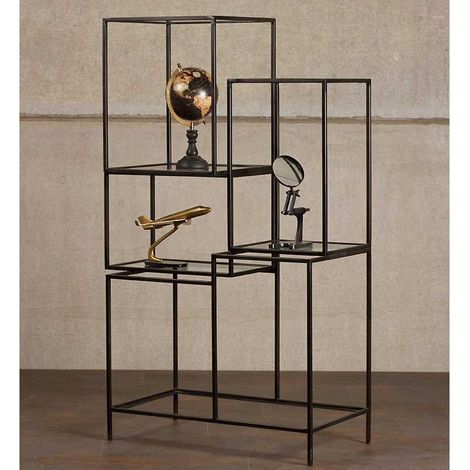 Etagère fer noir asymétrique 77x39x127cm (1/3)