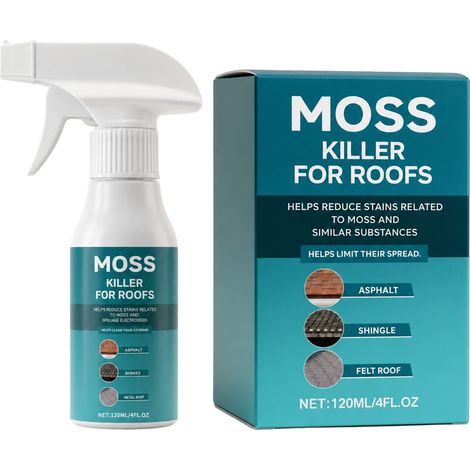 Le nettoyant anti-mousse pour toiture Fishleano élimine rapidement les taches de mousse et empêche leur propagation. Spray ménager.