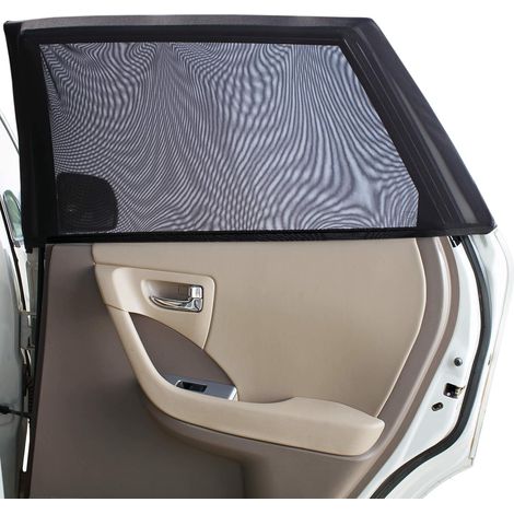 Pare-soleil arrière pour voiture pour bébé (lot de deux) - Moustiquaires extensibles et respirantes pour une protection solaire optimale