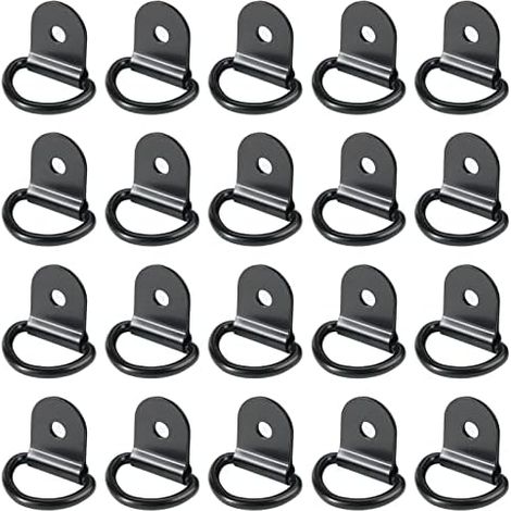20 pièces Anneaux D'arrimage,anneaux d'arrimage,Anneau Arrimage inox,remorque d'anneau montage d, anneau d arrimage rond pour Pliable avec verrouillage de charge dans les voitures(36 x 25 mm, Noir) - (1/5)