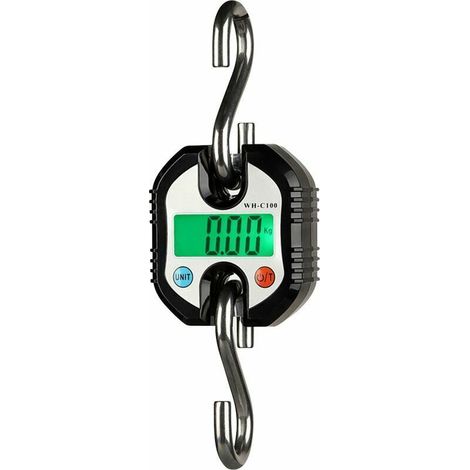 150 kg electronic bathroom scale with hook, backlit LCD digital display, black with matching battery (1/5)