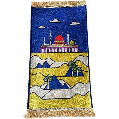 Tapis de prière à motifs de dessins animés, tapis de prière pour enfants, tapis de prière rembourré pour la décoration de chambre-Dark Blue (1/5)