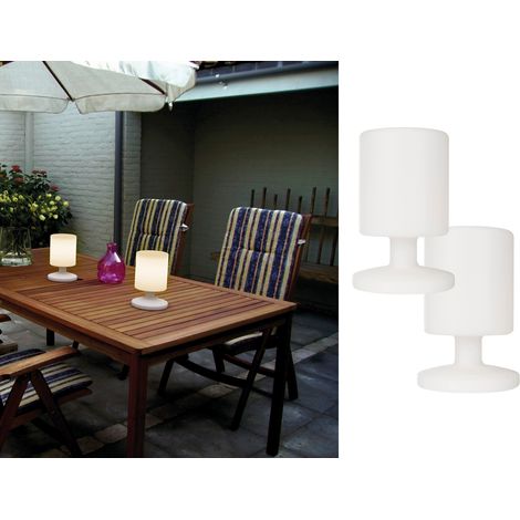 2er SET Akku LED Tischleuchten Outdoor mit RGB Farbwechsler, Höhe 25cm (1/5)