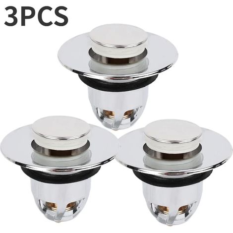 (3PCS) Universal Wash Basin Filter Household Bounce Core Push Type Drain Filter Kitchen Sink Bathroom Bathtub Plug Water Stop (1/4)