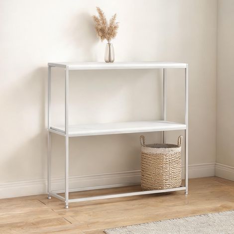 Console blanco en melamina de Madera Acero 100 x 30 x 87 cm (1/5)