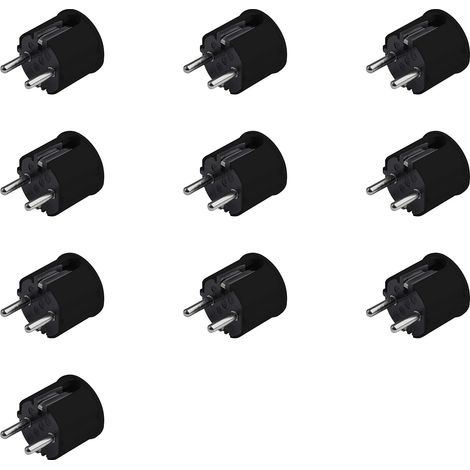 Meister Schutzkontakt-Stecker - 10 Stück - Kunststoff - schwarz - 250 V 16 A - Max. Kabelquerschnitt 2,5 mm² - IP20 Innenbereich - Seitliche Einführung / Schuko-Stecker mit Zugentlastung / 7421680