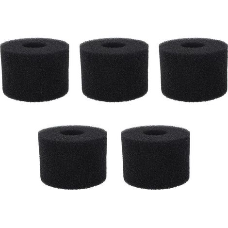 5 Éponges Filtre Piscine PU Noir – Mousse Simulation Cylindrique Réutilisable Lavable pour Pompe S (1/5)
