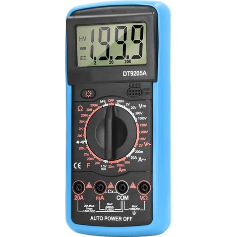 ANENG DT9205A Multimètre numérique multifonction (sans pile) - Bleu, testeur électrique professionnel, mesure tension/courant/résistance, outil de diagnostic pour électricien (1/5)