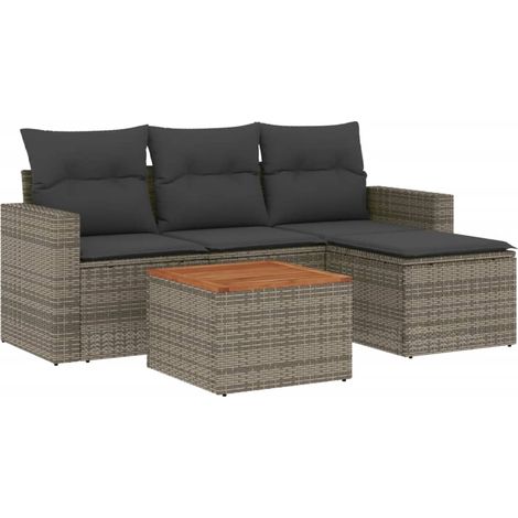 Maison Exclusive - 5-tlg. Garten-Sofagarnitur mit Kissen Grau Pol
