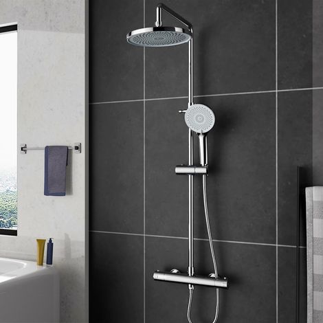 Colonne de Douche Thermostatique,Ensemble de Douche Réglable en Hauteur 80-115CM,Systeme de Douche Pluie pour Salle de Bain (1/5)