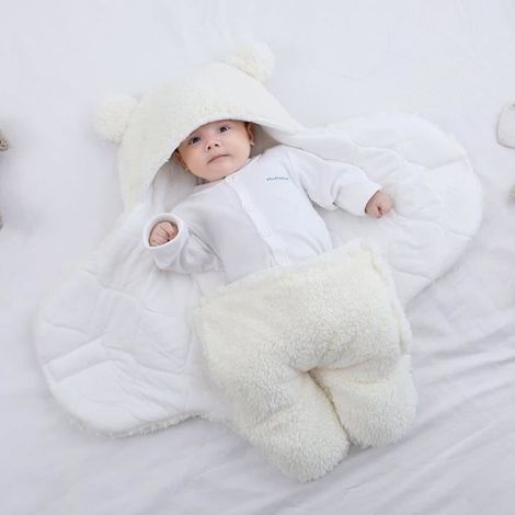Universelle Sac de Couchage Bébé Hiver Couverture Emmaillotage Bébé Produits pour bébés longueur 62cm 0-1 mois Beige (1/4)