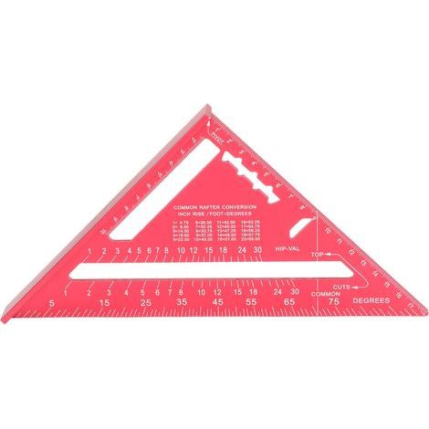Règle Carrée Triangulaire de 7 Pouces 90 ° 45 ° Marquage Double Face en Aluminium en Alliage électrophorétique Peinture à échelle Claire Triangle du Bois pour Architecte (rouge) (1/5)