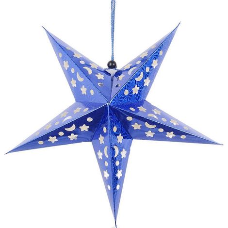 Lanterne en papier étoile de 45 cm, abat-jour pentagramme 3D pour Noël, Halloween, anniversaire, décorations à suspendre pour la maison (bleu)-45cm-Blue