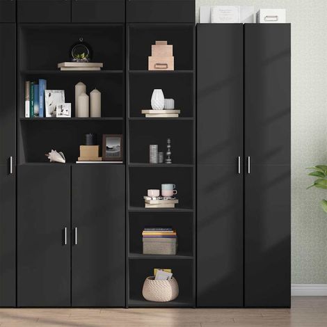 vidaXL Credenza Nera 45x41x185 cm in Legno Multistrato