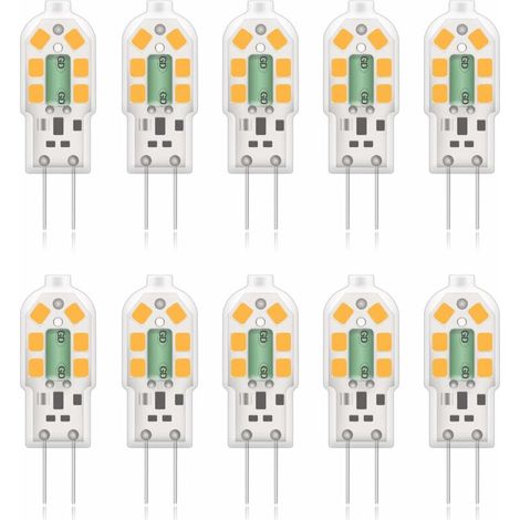 G4 2W LED Ampoule, 20W Ampoules Halogènes équivalentes, Blanc Chaud 3000K,200Lm,12x SMD,12V AC/DC - Pack de 10 [Classe énergétique A+] (1/6)