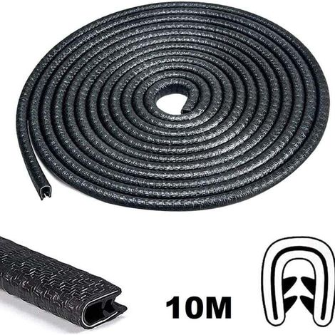 10 m de ruban de protection en caoutchouc noir, sans adhésif, en forme de U, résistant à l'usure, pour les bords des portières de la plupart des voitures. (1/4)