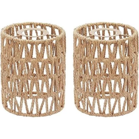 Paquet de 2 Abat-Jour en Rotin Abat-Jour TissS la Main de 59 X 5 Pouces Remplacement pour Lampadaires Suspension PZCC (1/4)