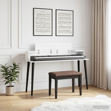 vidaXL Studio Desk White 152 x 36 x 19.5 cm Engineered Wood (1/5)