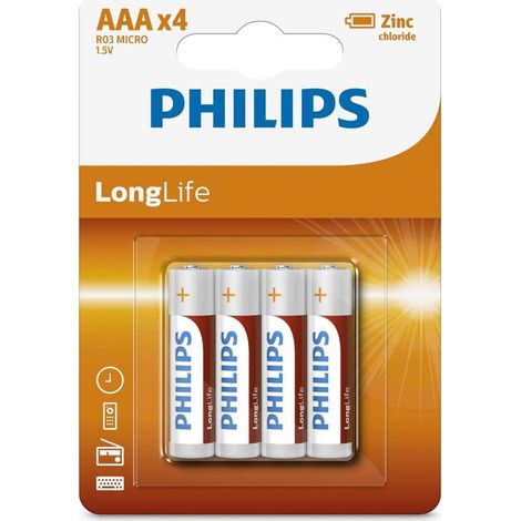 Batterie ministilo AAA Philips Longlife 4 pezzi (1/2)