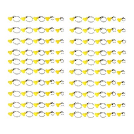 100pcs Colliers de Serrage,Tuyau Clips Réglable, Collier Durite Métallique, Tube Clips Inox,Pince Collier de Serrage pour Fixation de Tuyau(13-19mm, 19-29mm, 22-32mm, 25-38mm, 32-44mm)