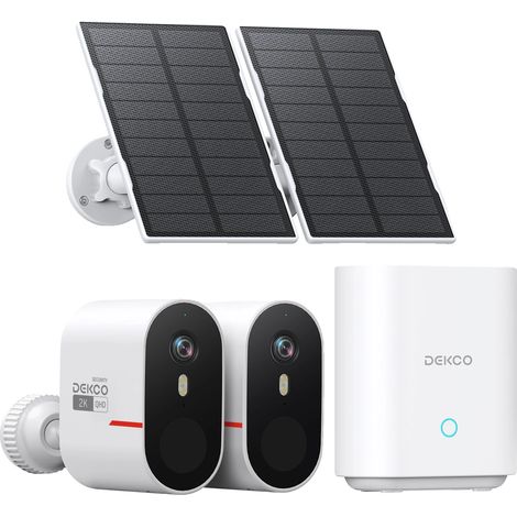 Sistema de cámaras de seguridad para el hogar con energía solar, 2 cámaras, color beige. (1/2)