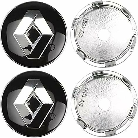 4 tapacubos de aleación para llantas de coche de 57 mm con logotipo y emblema para Koleos, Duster y Megane, color negro. (1/5)