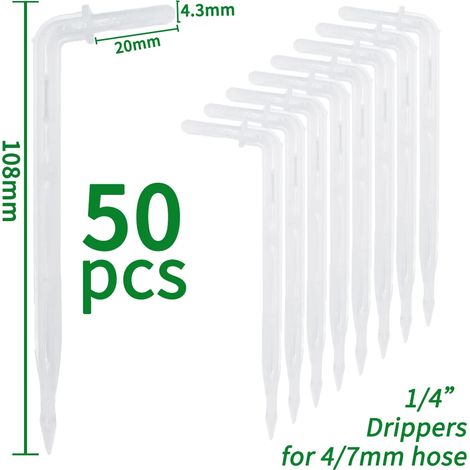 (L-50PCS) Supports de tige fixes à crochet en C de 1/4'' pour tuyau de 4/7 mm, pots de fleurs, système d'irrigation goutte à goutte, serres et serres. (1/4)