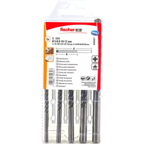 Fischer 545507 Stein-Spiralbohrer-Set 5 mm, 6 mm, 8 mm, 10 mm, 12 mm Zylinderschaft 1 St. (1/5)