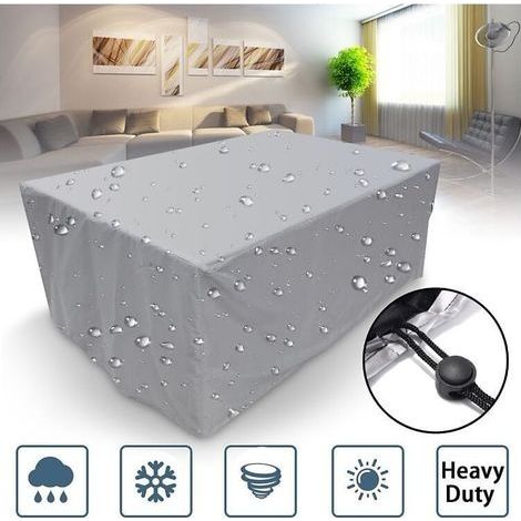 Housse Salon de Jardin 140x140x90cm Oxford Tissu Housse de Protection pour Mobilier Housse de Table de Jardin Imperméable de Protection avec Corde (1/4)