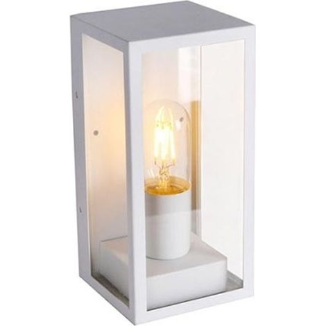 TrAdE Shop Traesio - Porta Lampada Esterno Vetro Vt8517 Bianco Matto E27 Ip44 Retro Illuminazione -