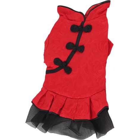 Costume Qipao en coton de style chinois pour chiots et chats, idéal pour le printemps et l'été. (1/5)