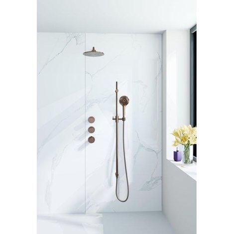 Fortifura Nebbio Ensemble de douche pluie - robinet encastré - élément encastré - barre coulissante - flexible de douche lisse - douchette ronde - (1/5)