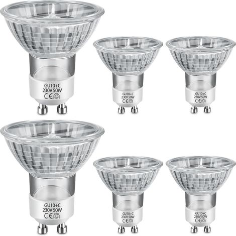 Ampoule Spot GU10, Lampe 220V, Intensité Variable Blanc Chaud 2700K, Grand Angle de Faisceau 38°, Réflecteur pour Eclairage de Salle de Bain, Eclairage D'armoire, Lot de 6 (1/5)