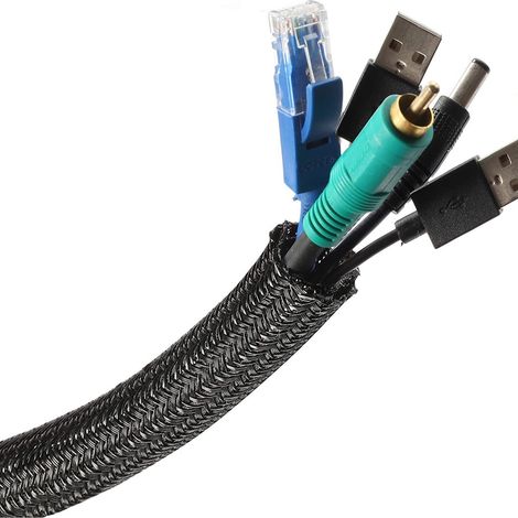 Guaina per cavi a chiusura automatica da 13 mm-3 m, per la gestione dei cavi di computer e automobili, colore nero (1/5)